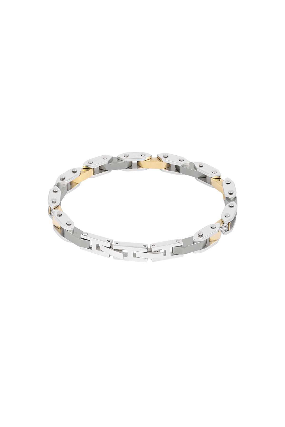 Bracelet homme bande sommitale - argent doré h5 Image2