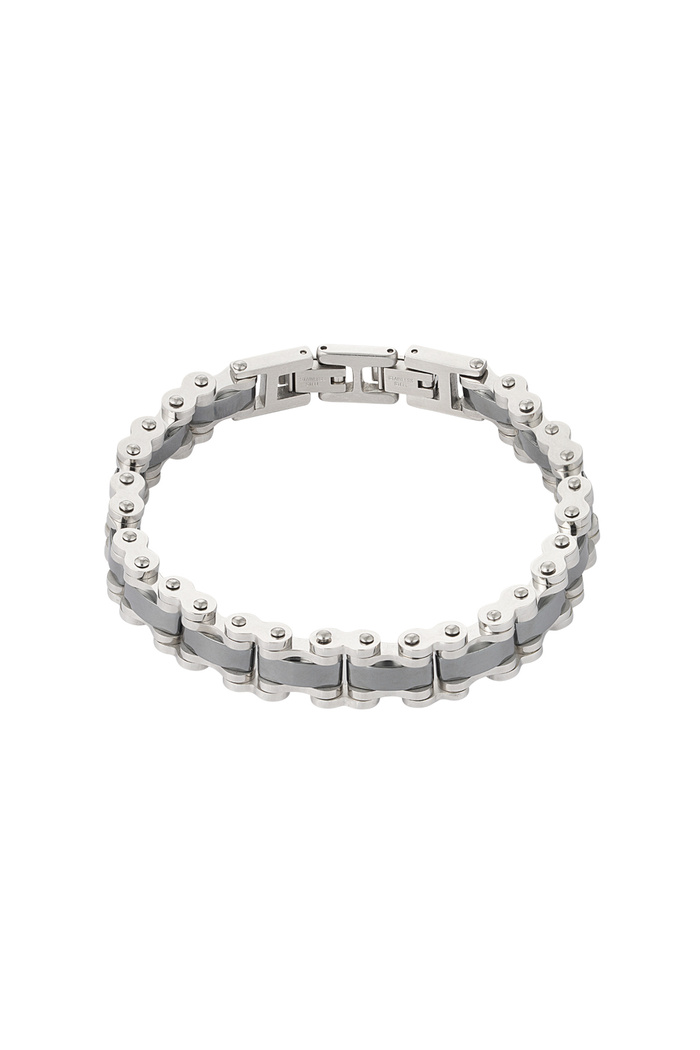 Simple linked men's bracelet - silver 