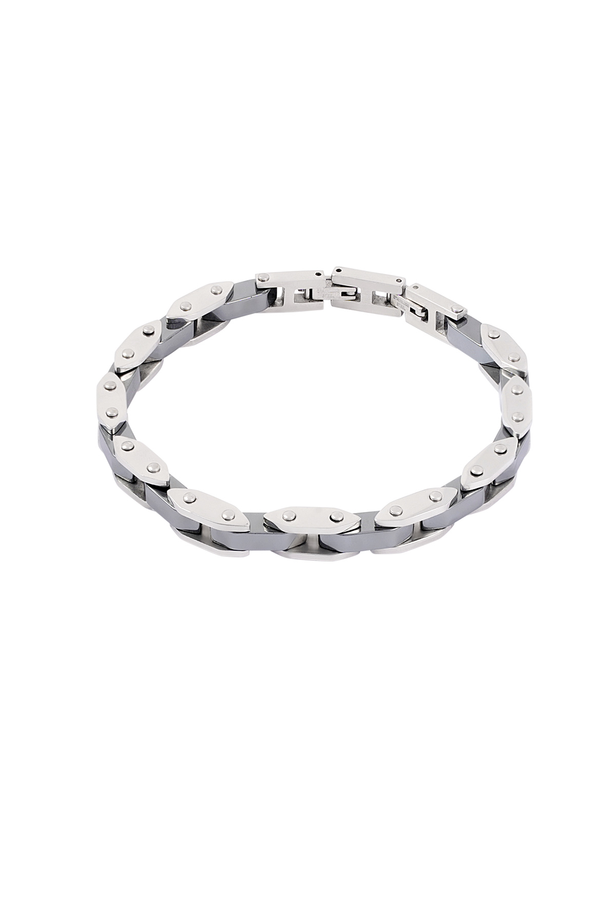 Double chained men's bracelet - silver