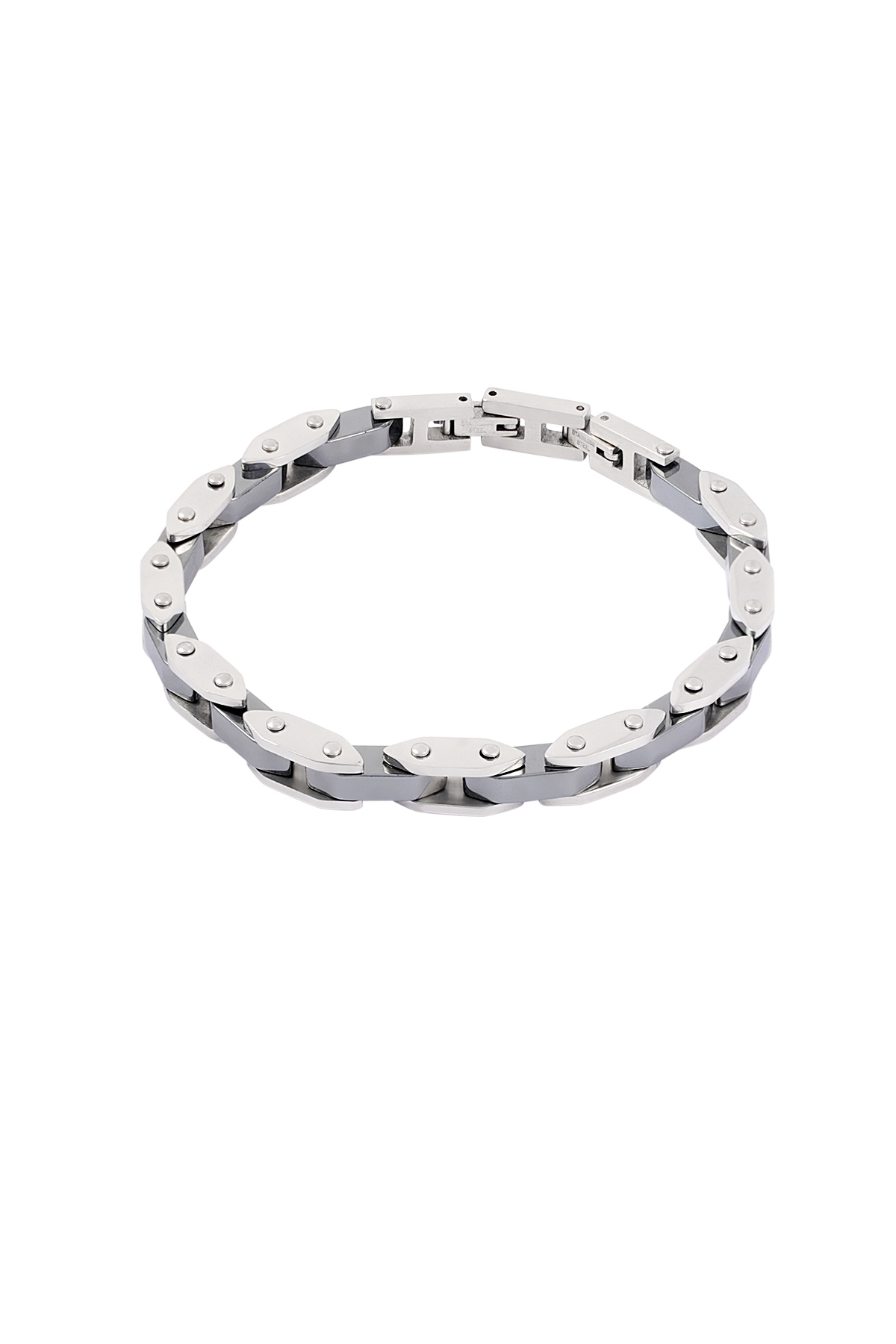 Double chained men's bracelet - Silver Color color