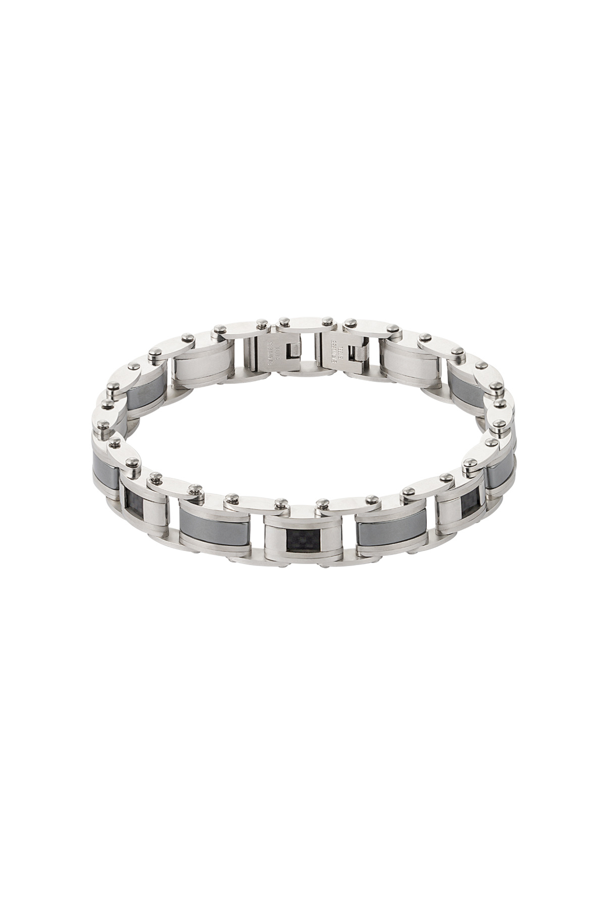 Pulsera de hombre con eslabones gruesos y clase - Color plata