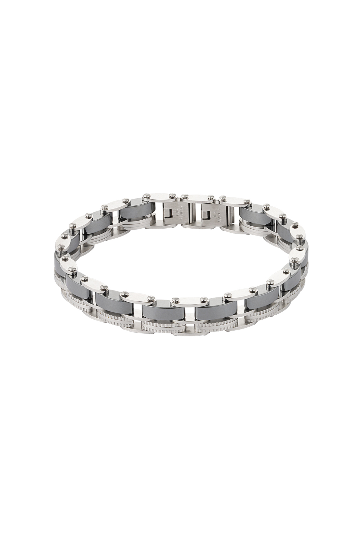 Double-linked men's bracelet - silver h5 