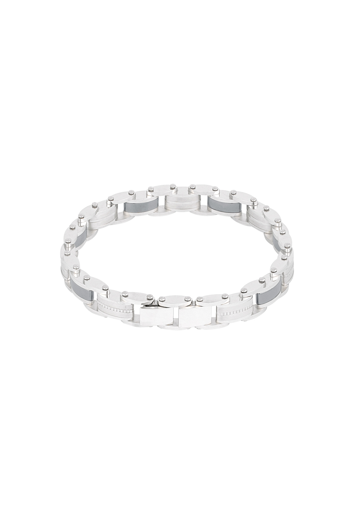 Linked steel men's bracelet - silver-1cm