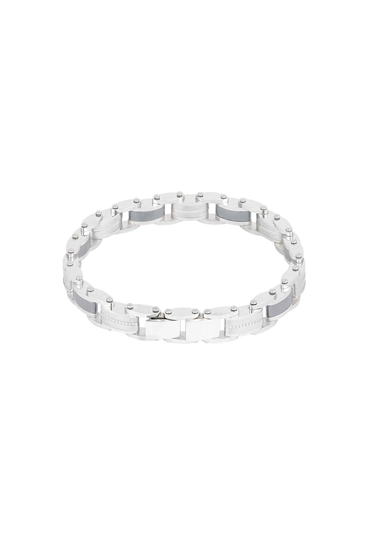 Linked steel men's bracelet - silver-1cm 