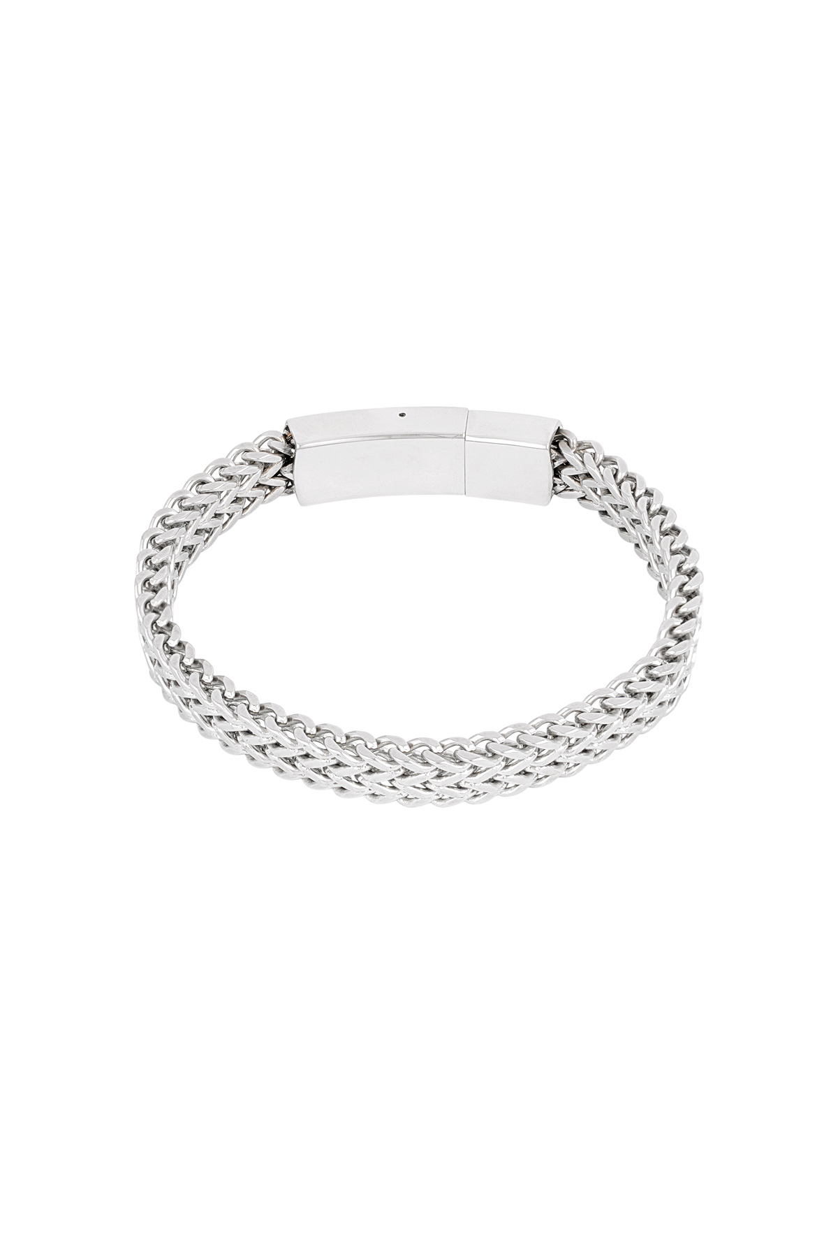 Men's bracelet steel stripe - silver