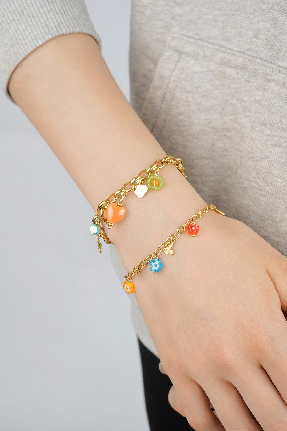 Charm bracelet with colored charms - gold Picture3