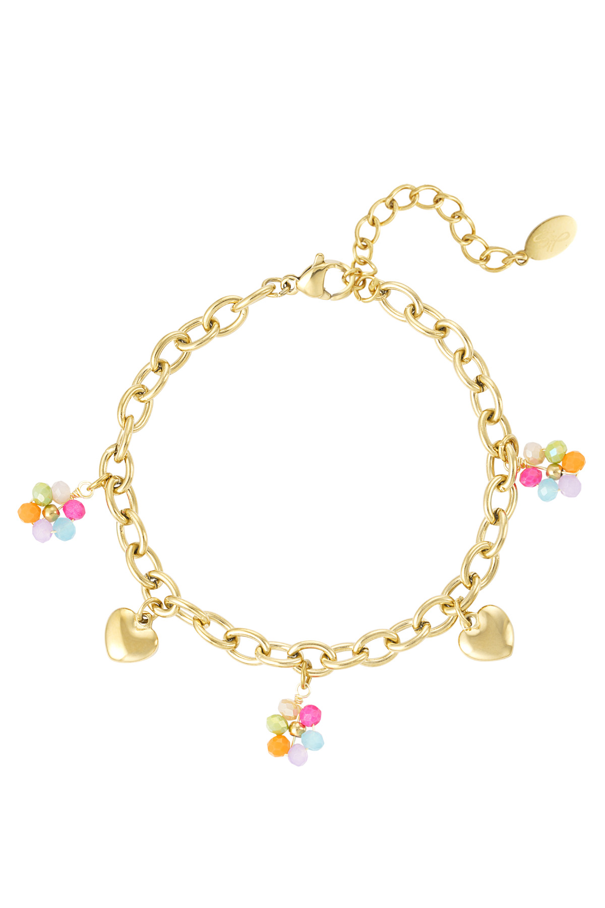 Charm bracelet with colored charms - gold
