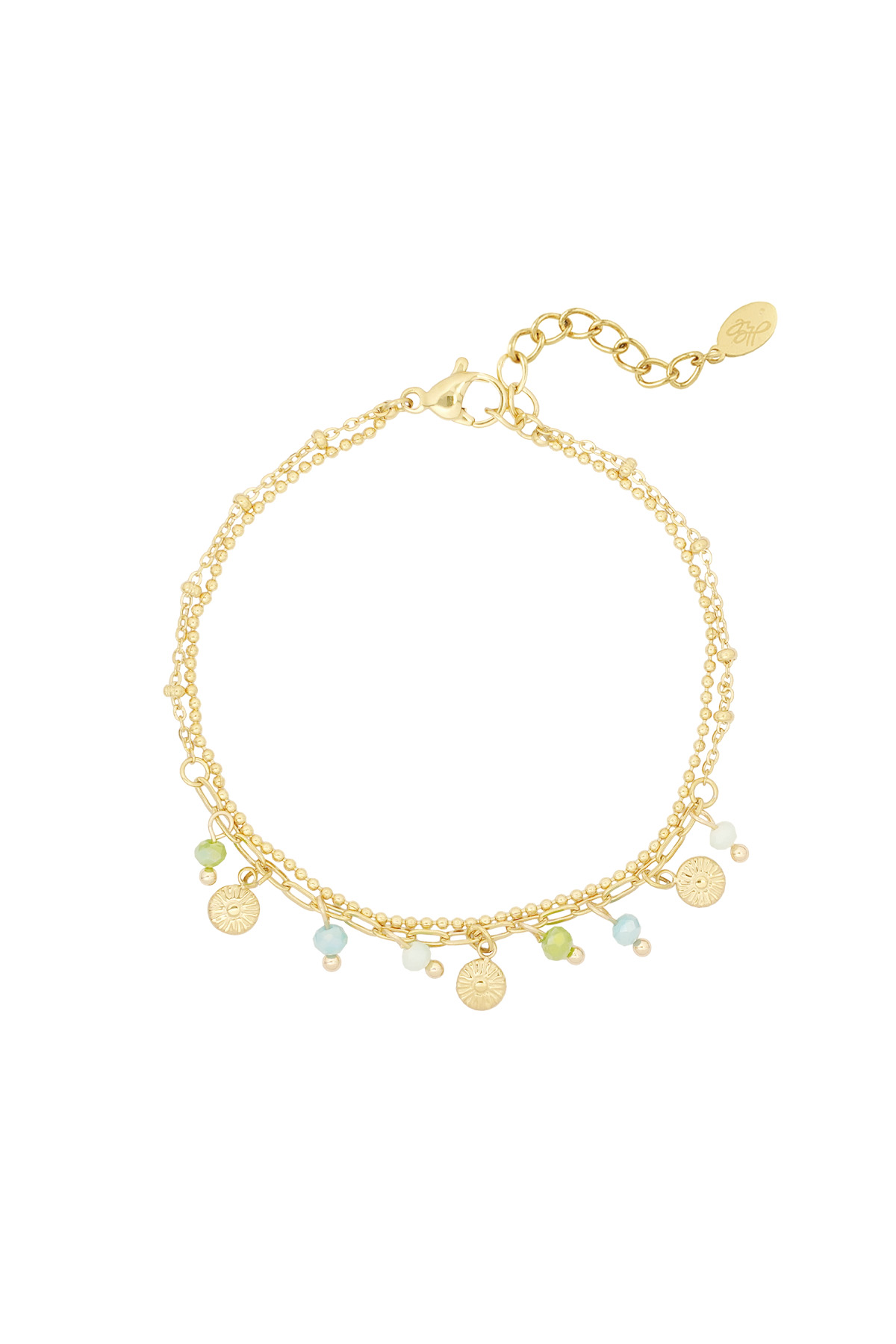Bracelet avec pièces et perles - bleu/or 