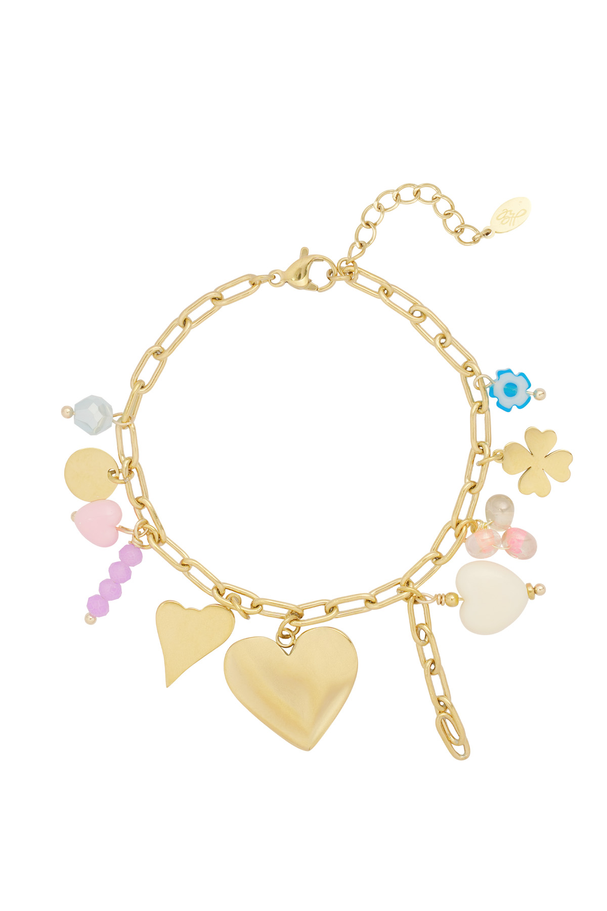 Charm bracelet colored charms - gold