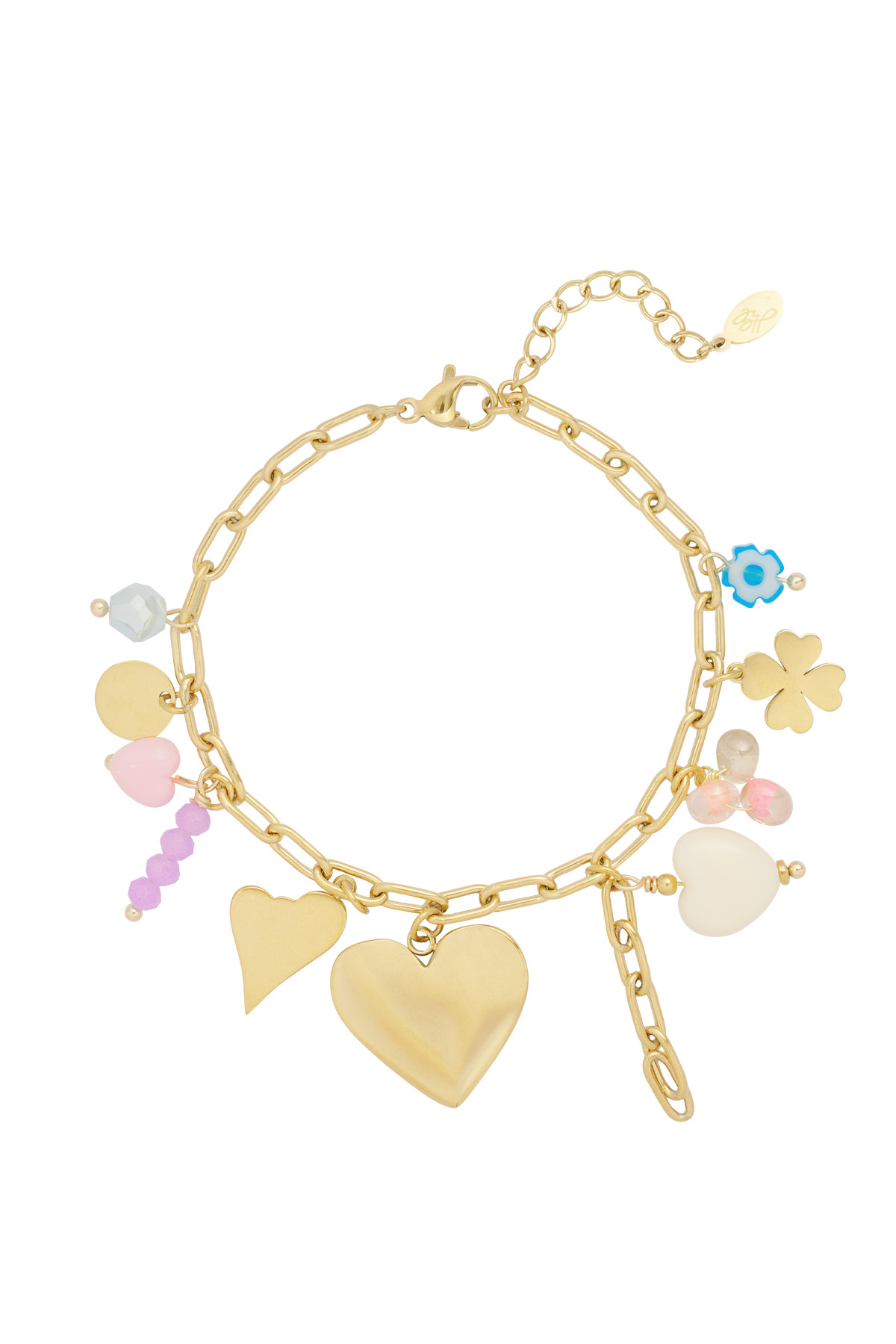 Charm bracelet colored charms - gold h5 