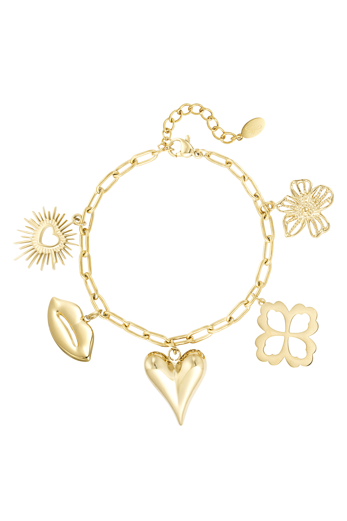 Bracelet à breloques amoureux floraux - or
