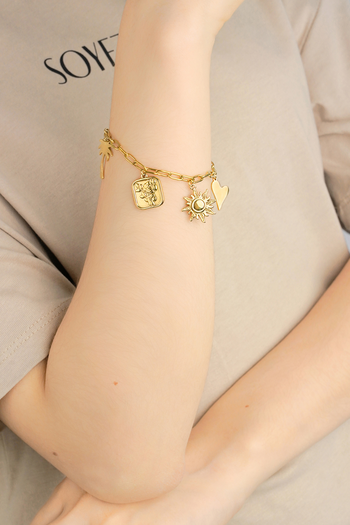 Retro chain pendant bracelet - gold h5 Picture3