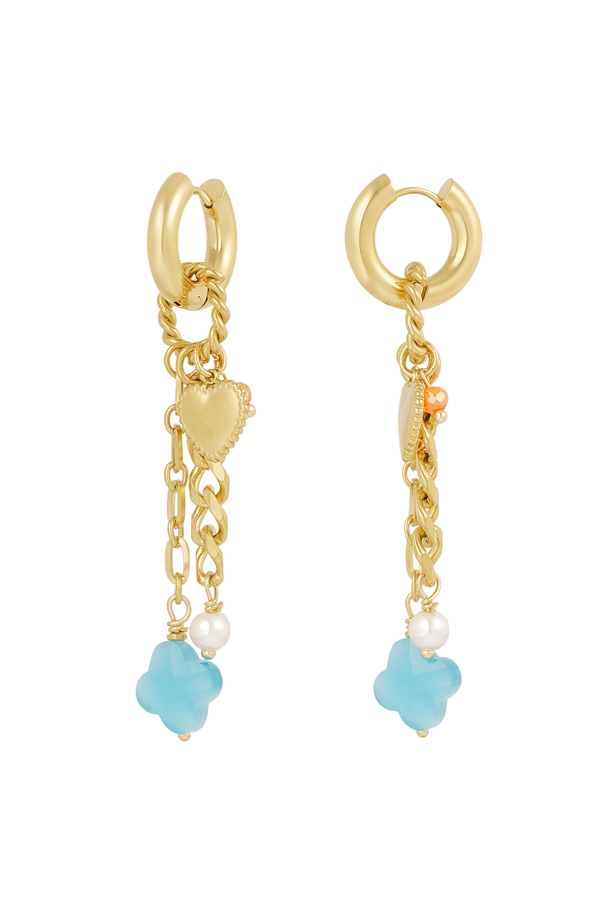 Earrings blue clover - Gold color 2