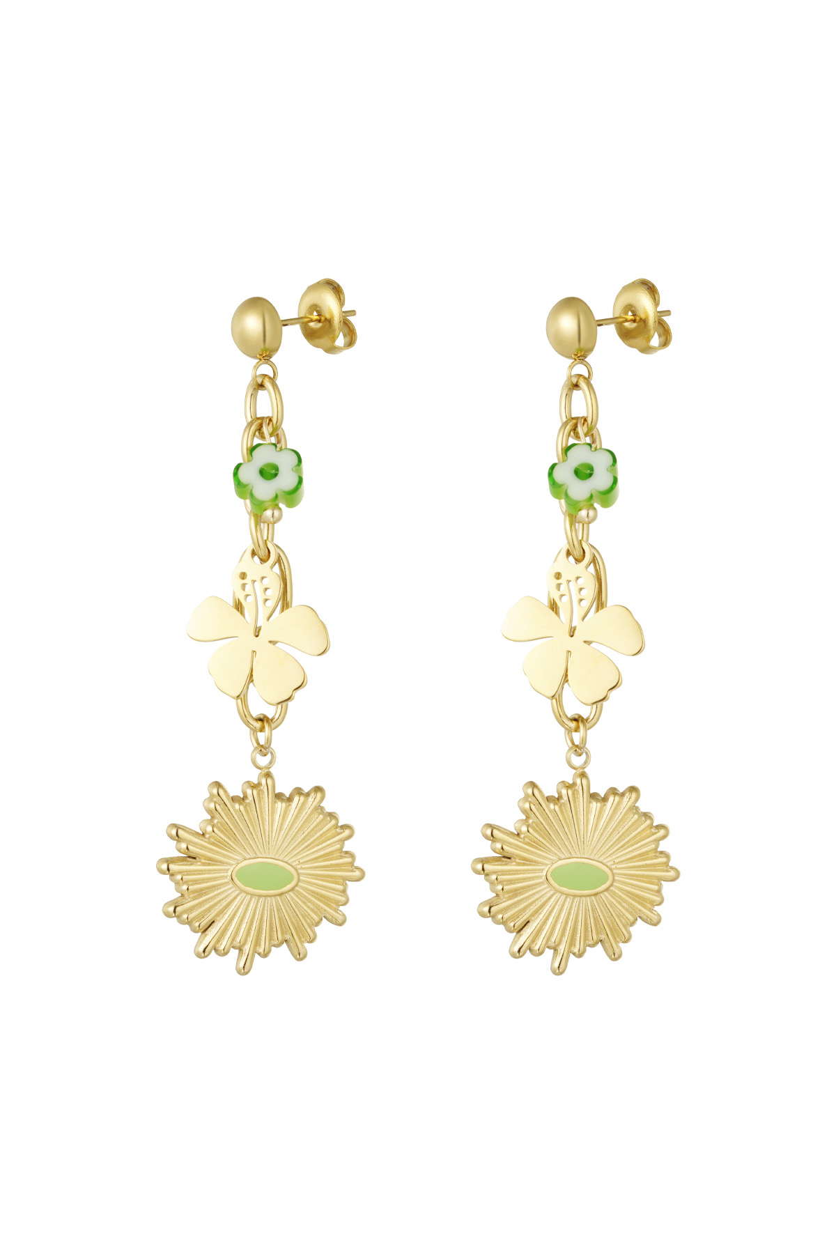 Pendientes florales impecables - oro h5 