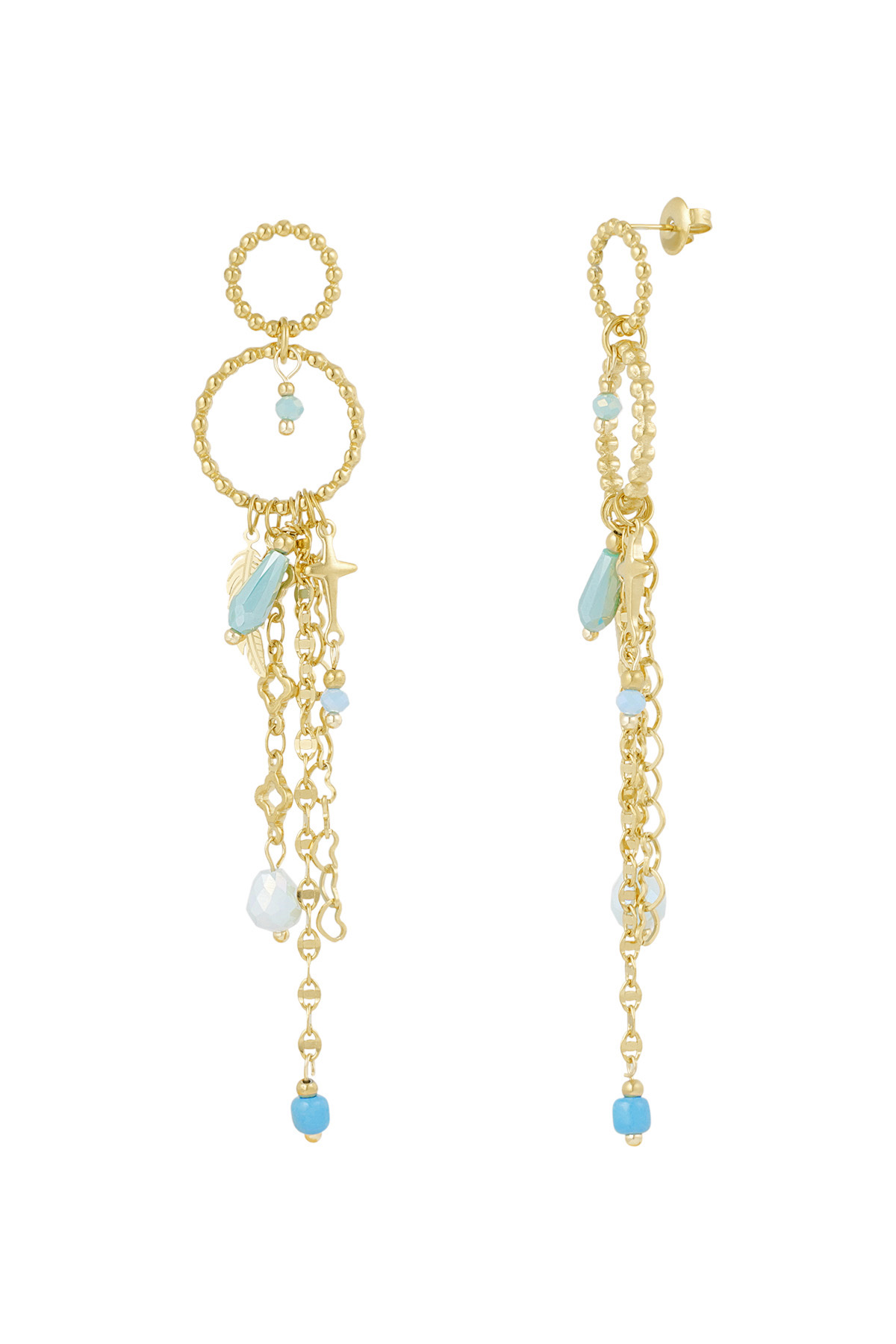 Earrings summer madness - blue Gold color