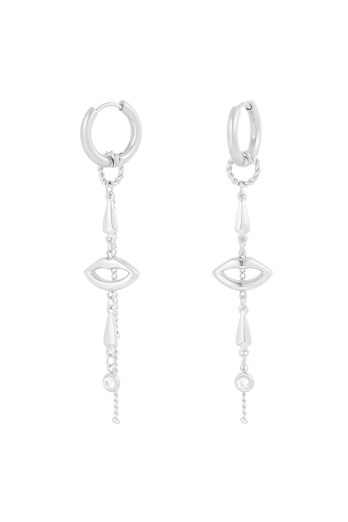 Boucles d'oreilles lèvres en feu - argent h5 