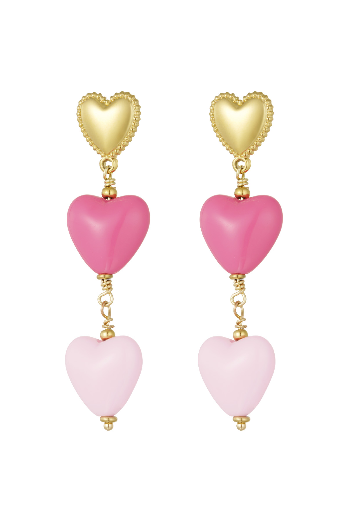 Earrings triple lovers - pink