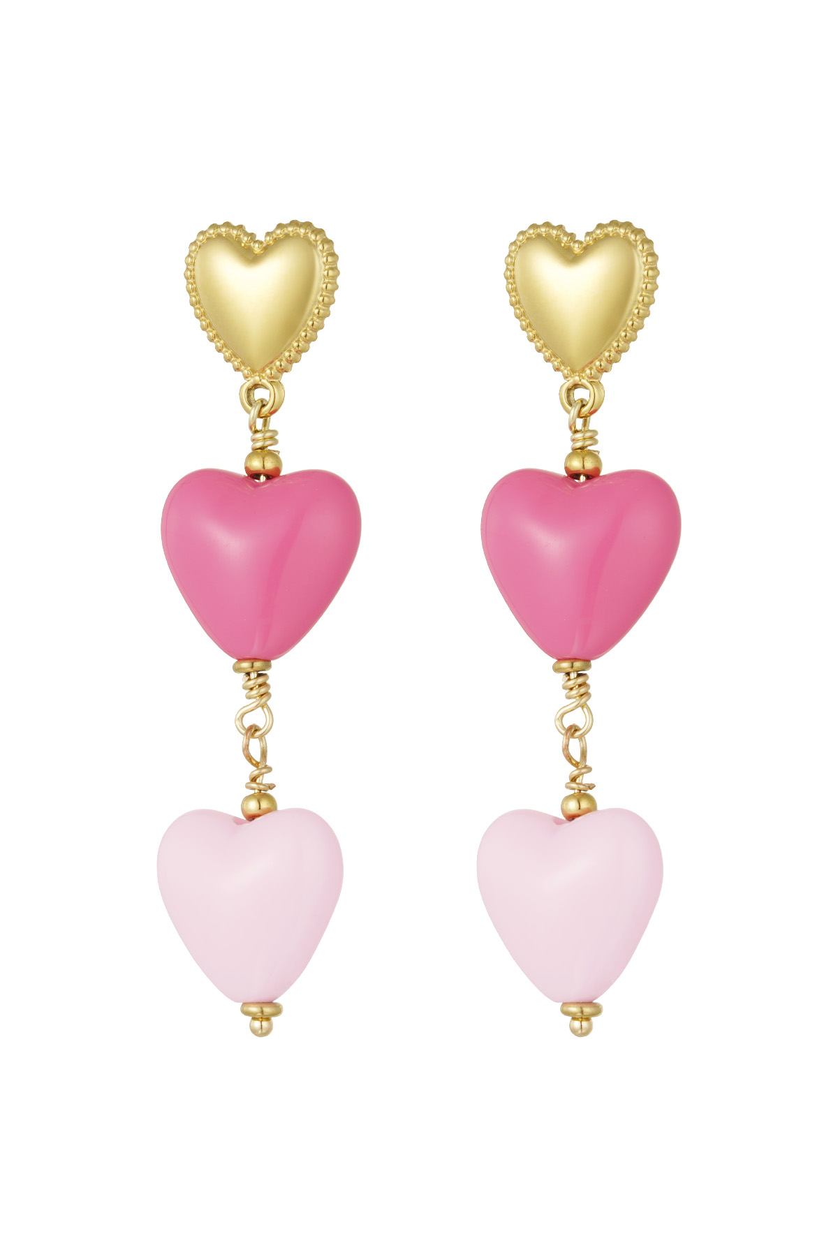 Boucles d'oreilles triples amoureux - rose h5 