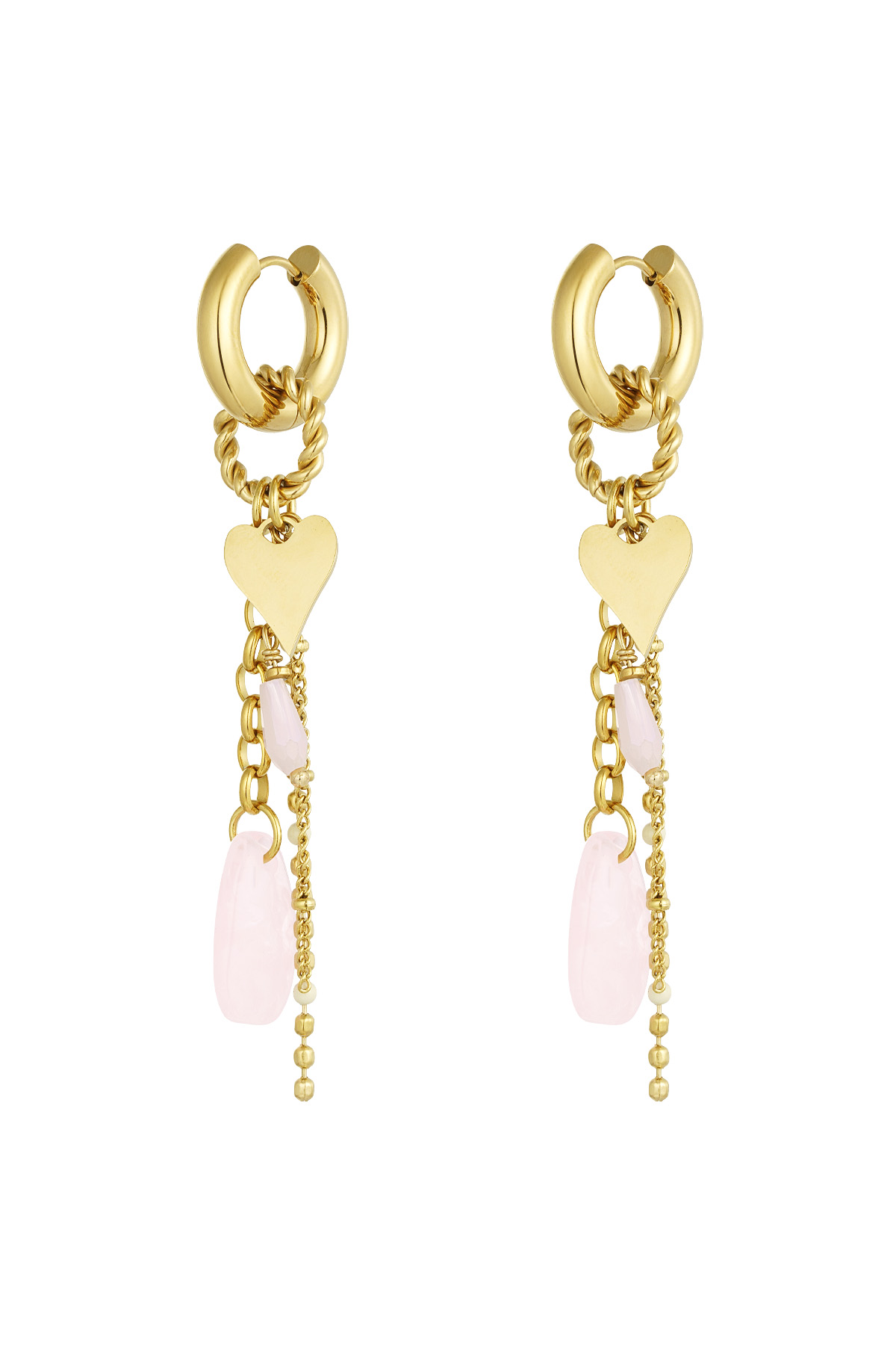 Pink love earrings - pink/gold  h5 