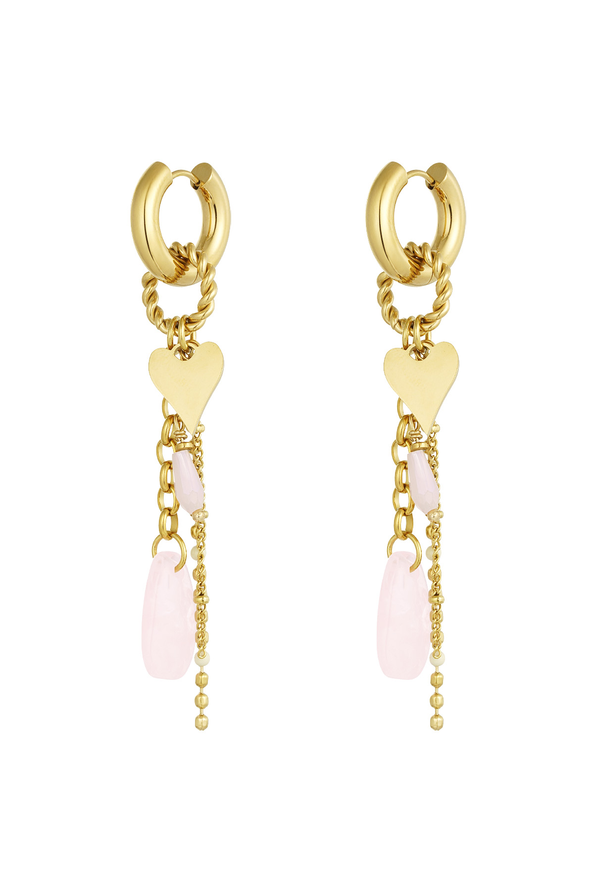 Boucles d'oreilles amour rose - rose/doré  h5 