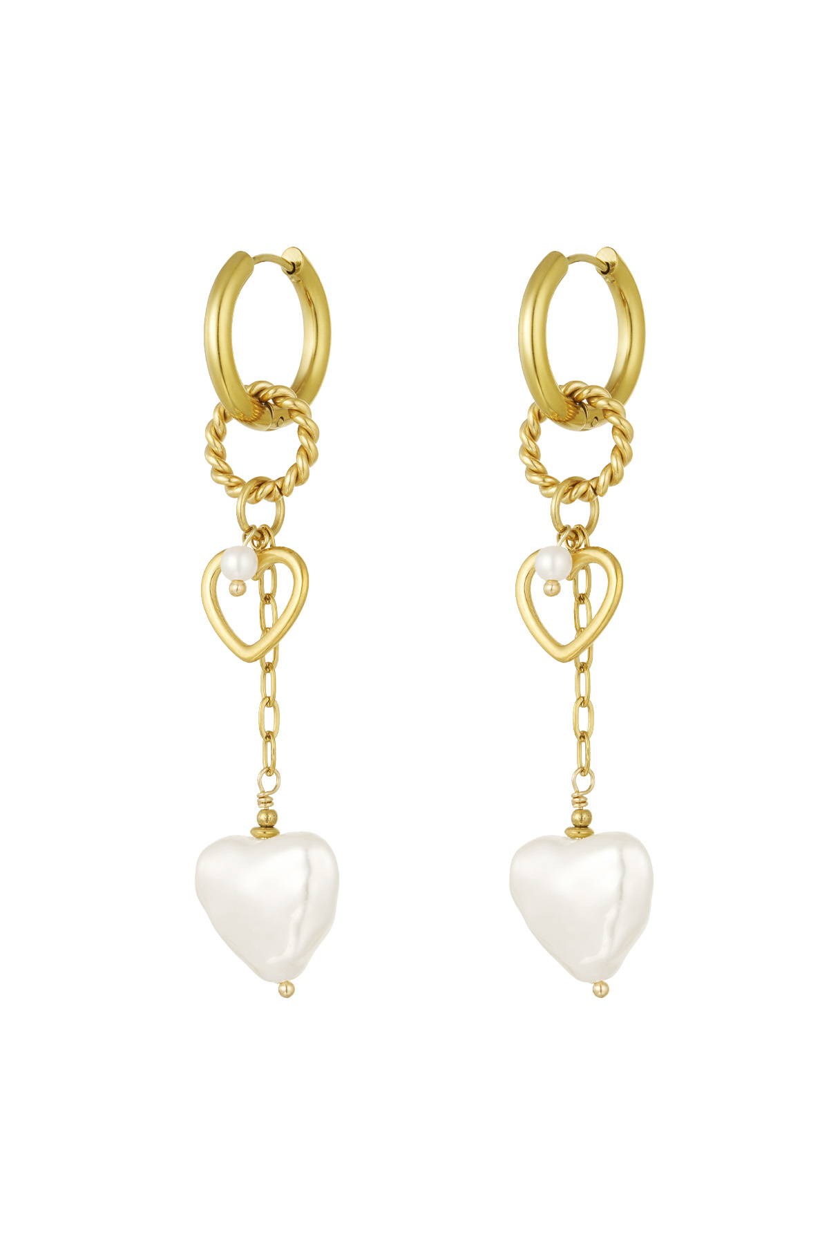 Earrings pearl party love - Gold color 2