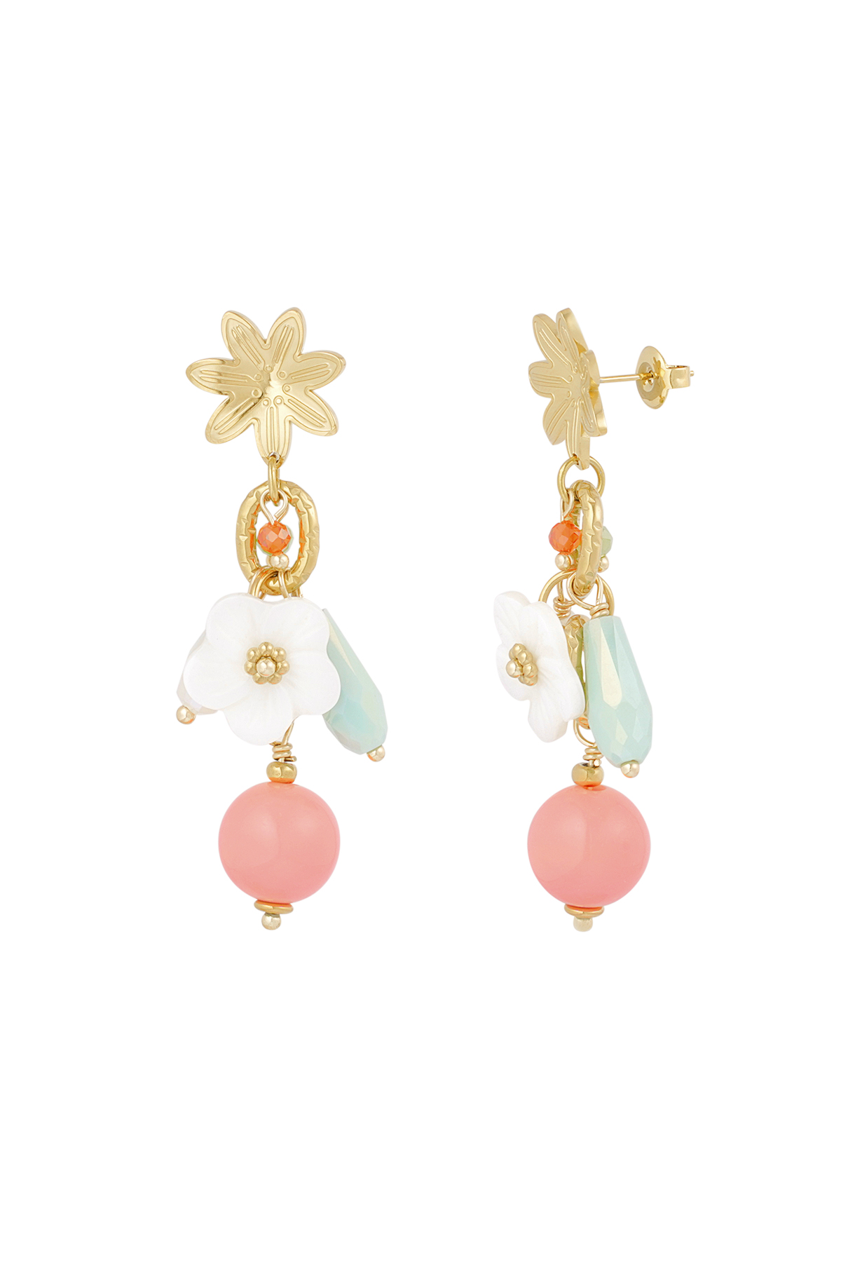 Earrings floral fusion - gold