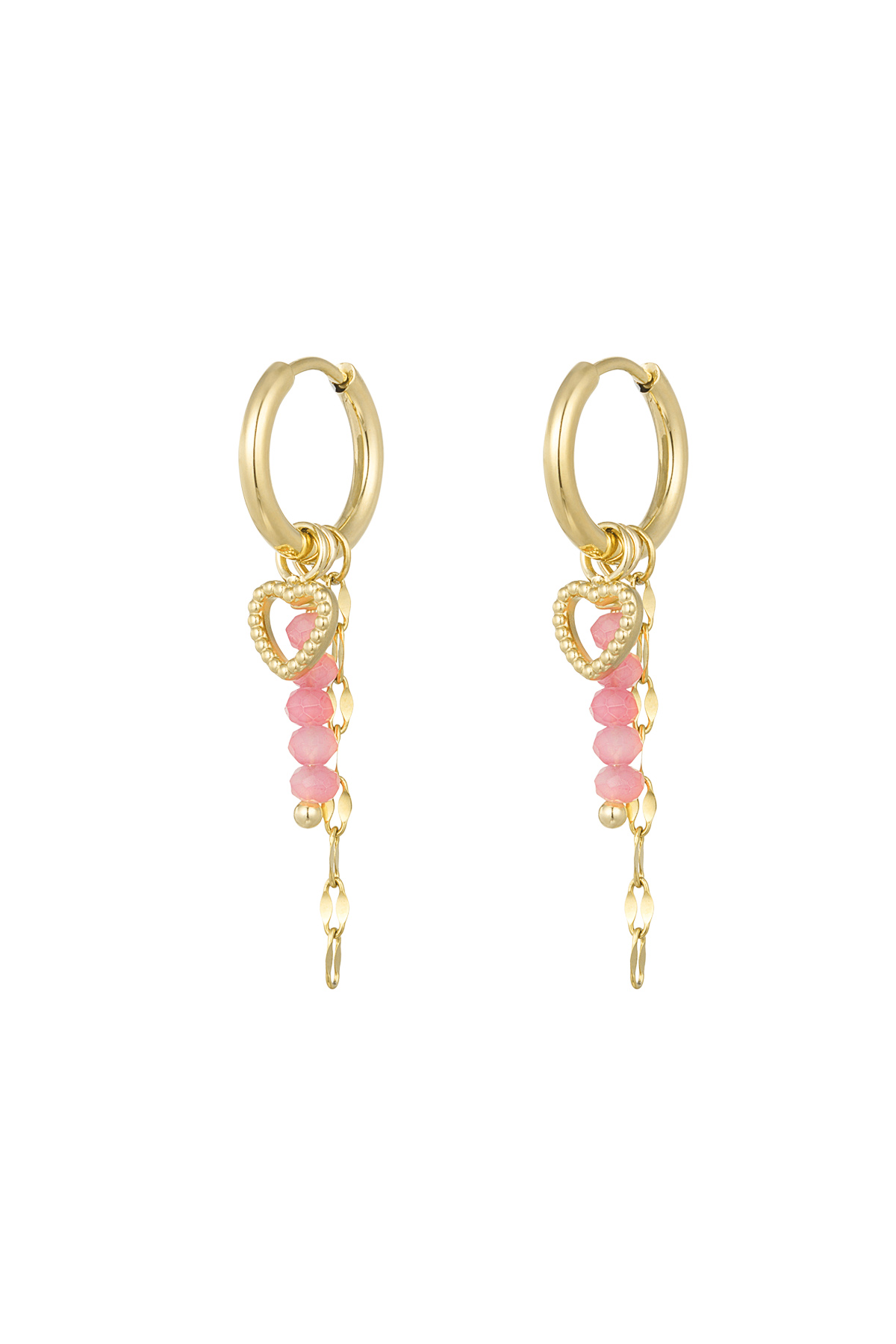 Love on top charm earrings - pink/gold 