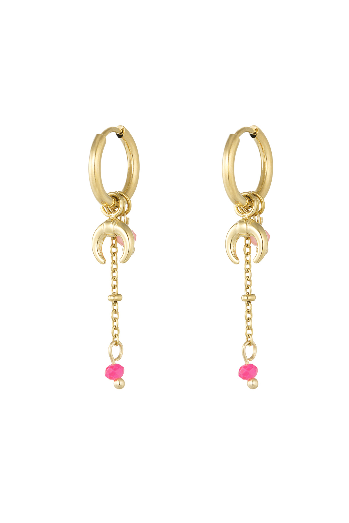 Earrings crescent moon colorful - gold