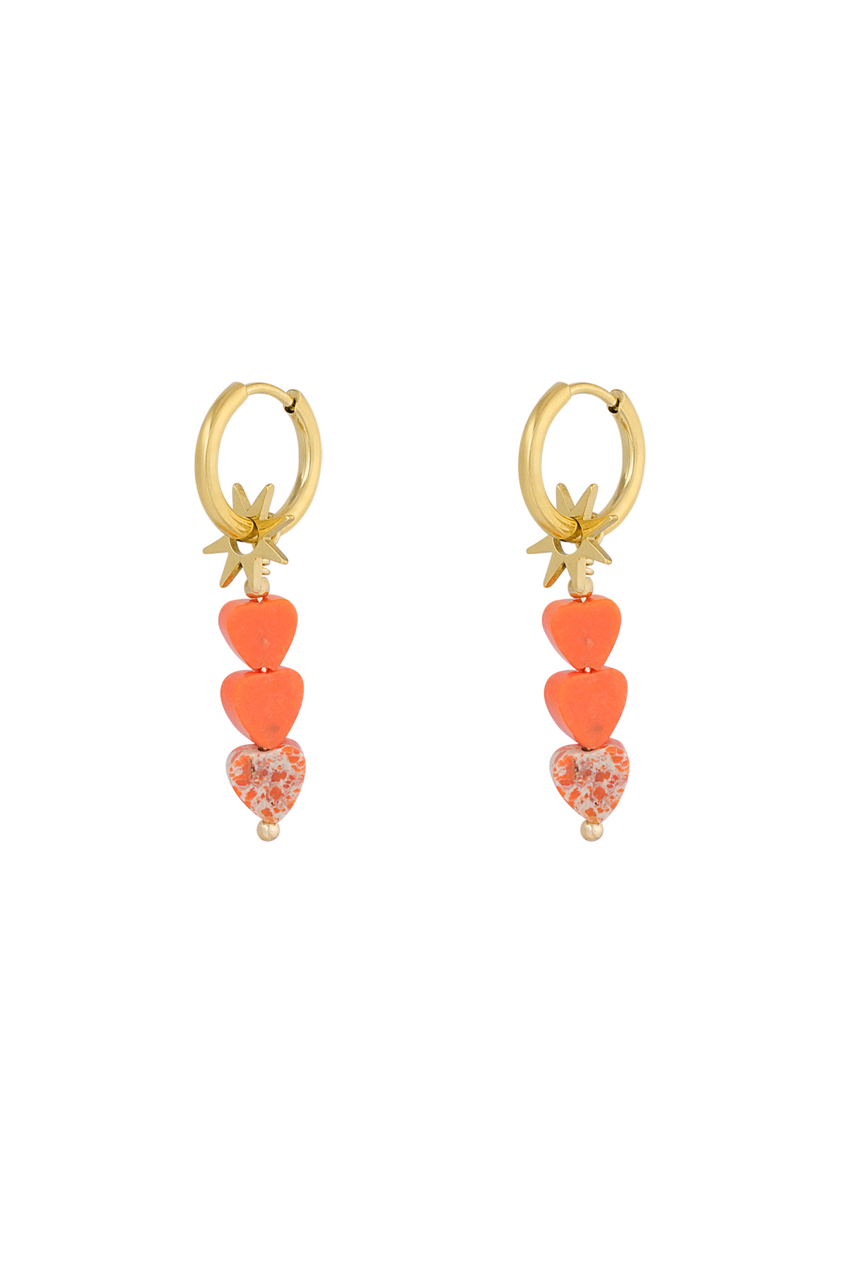 Ohrringe dreifacher Herzstern - Orangegold