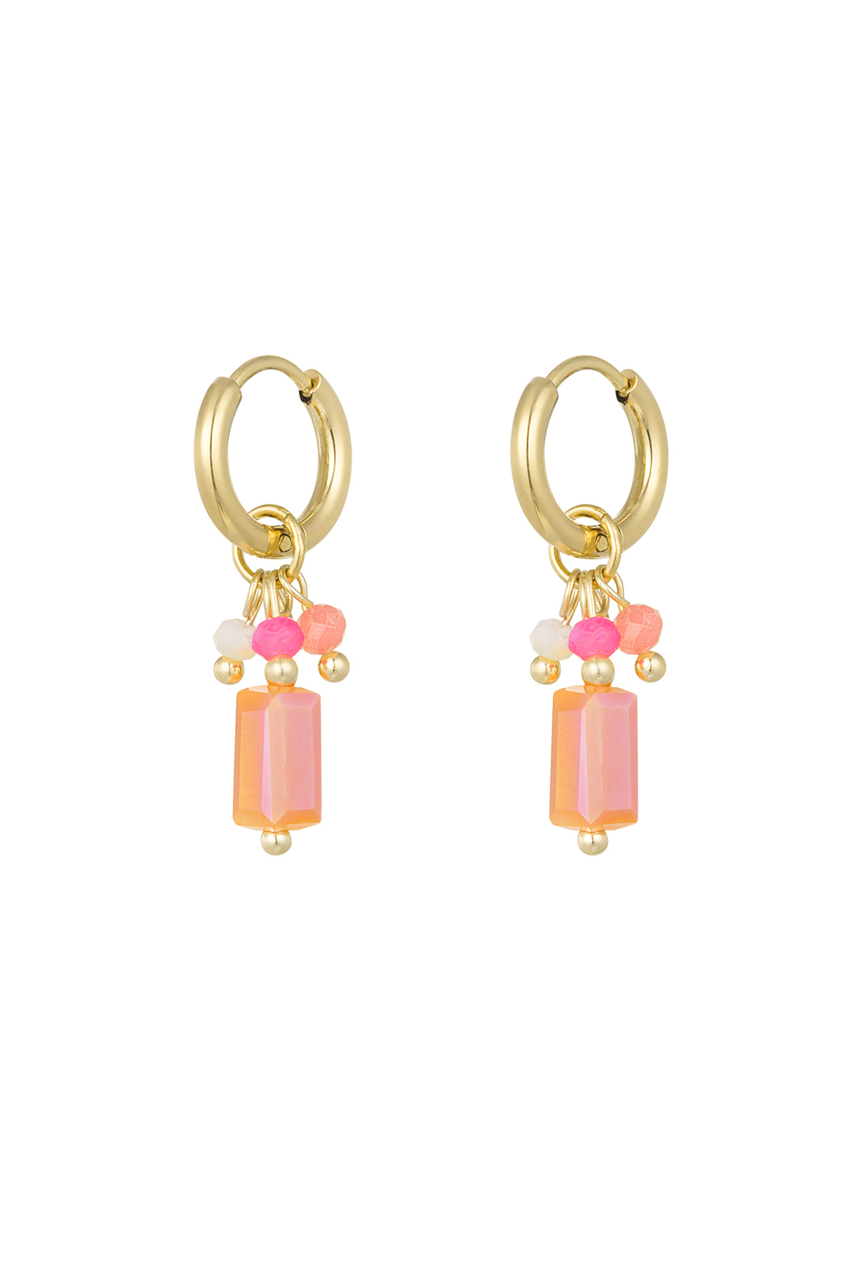 Earrings with colorful charms - orange/pink 