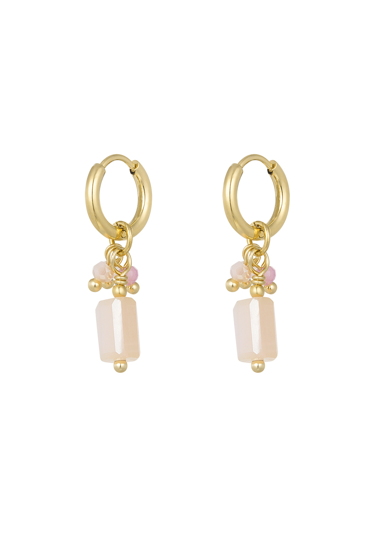 Earrings with colorful charms - pink/gold 