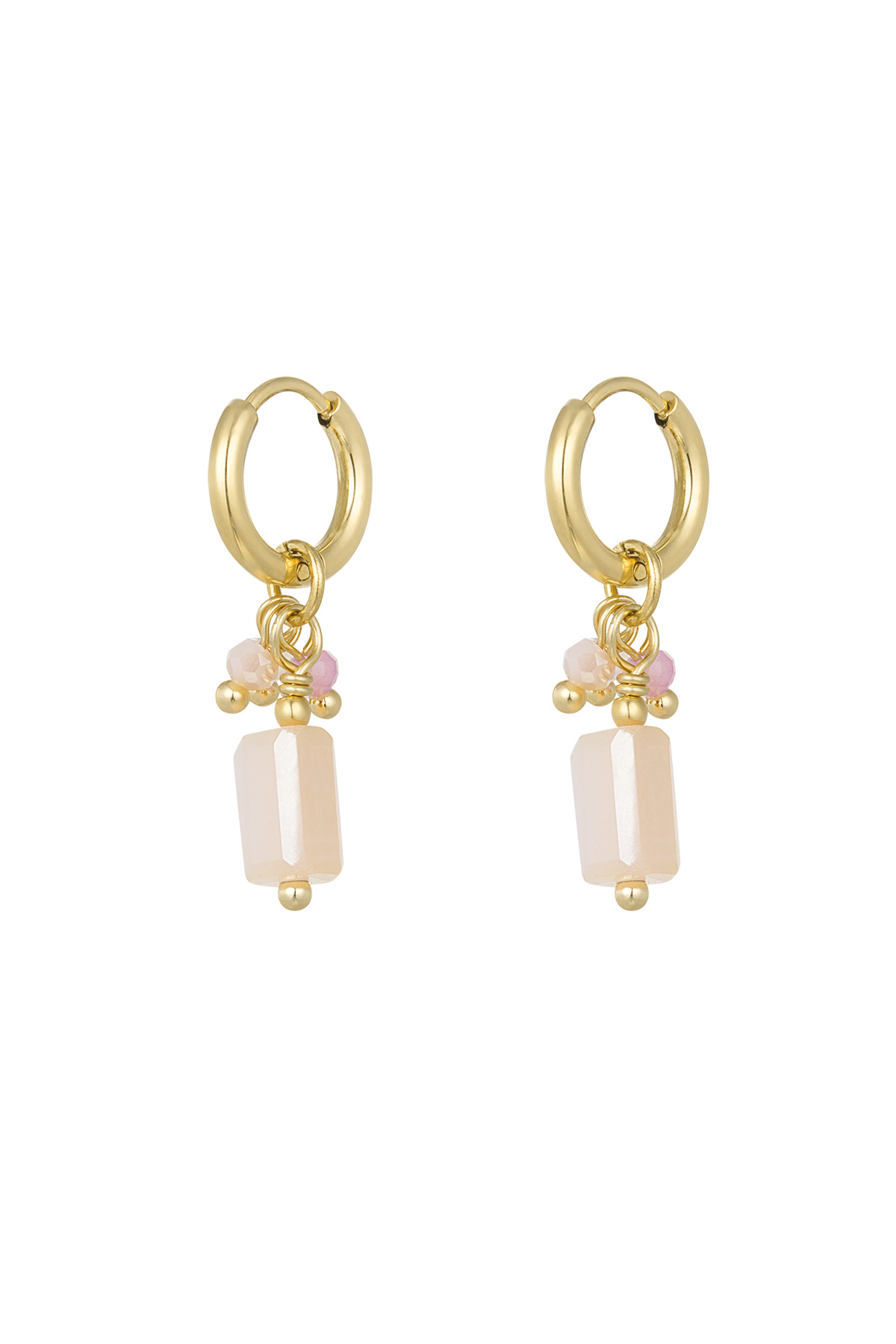 Earrings with colorful charms - pink/gold  h5 