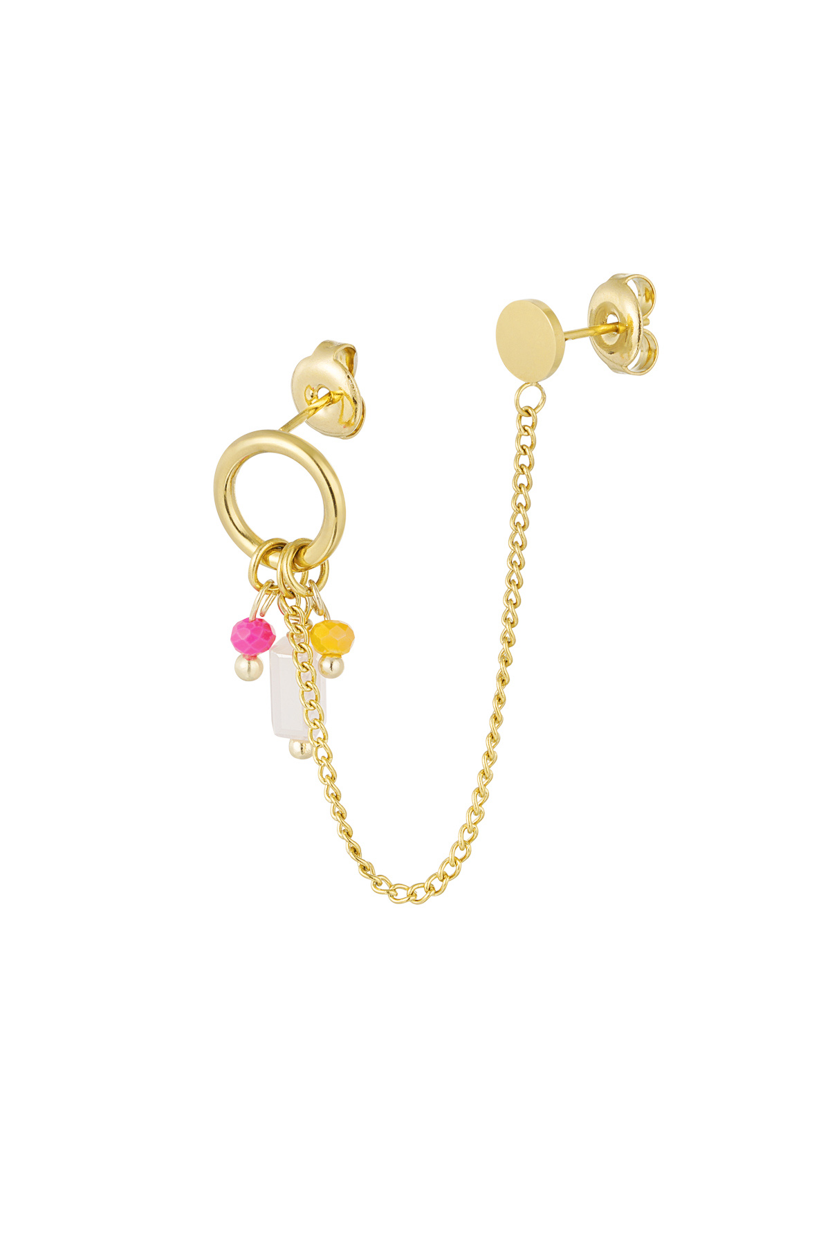 Double earrings with charms - Gold color 2