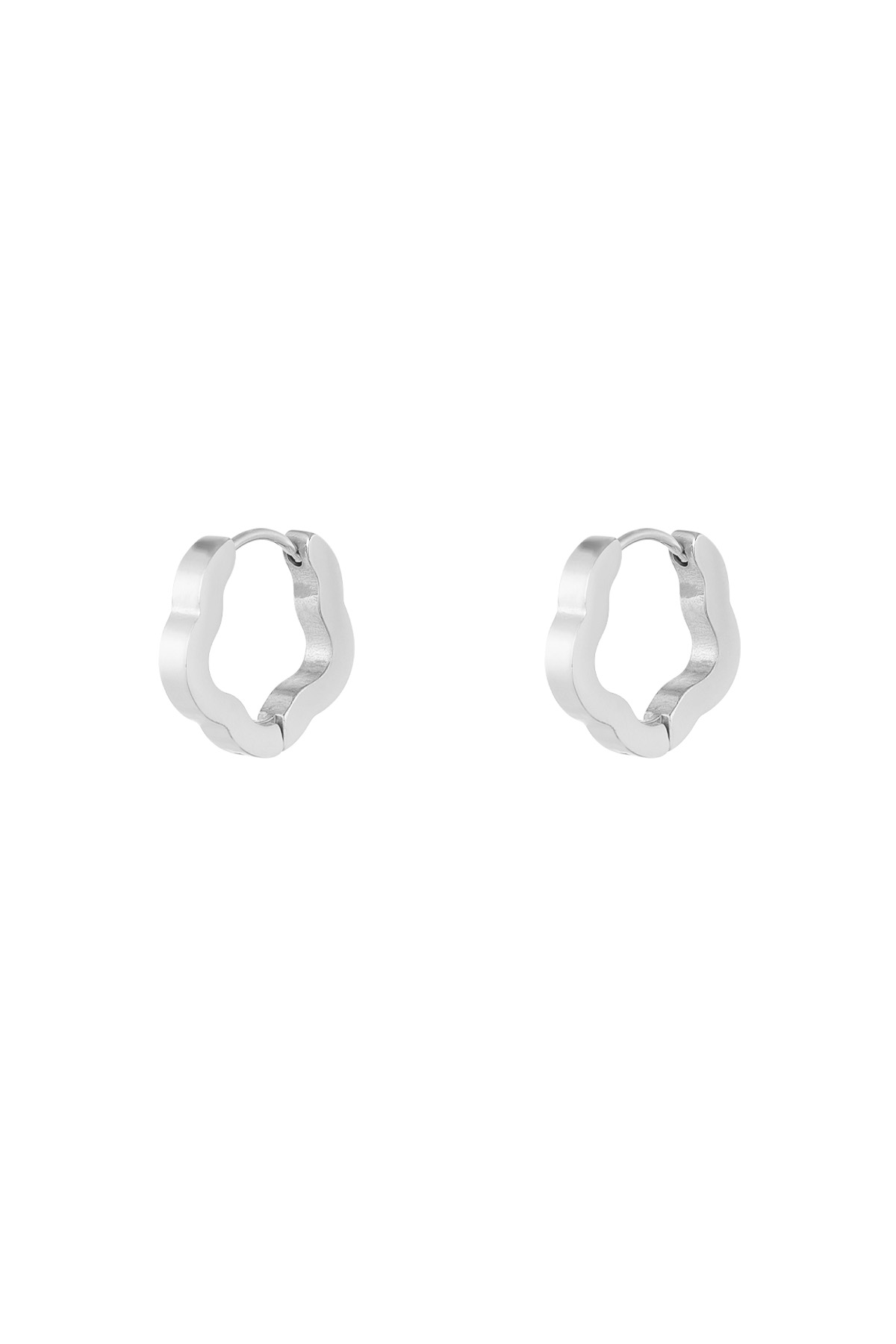 Basic flower shape earrings small - silver  h5 