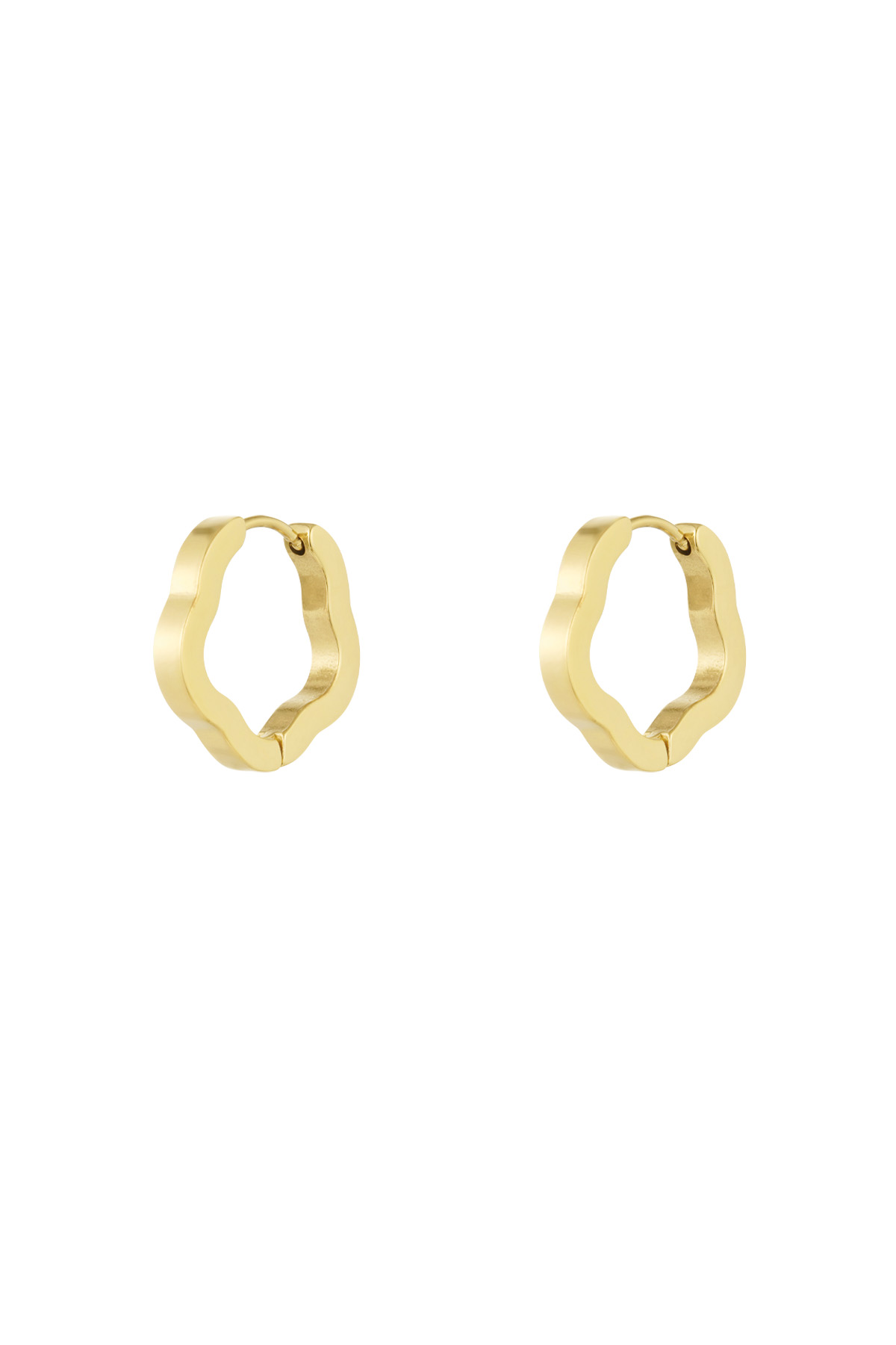 Basic flower shape earrings medium - gold 