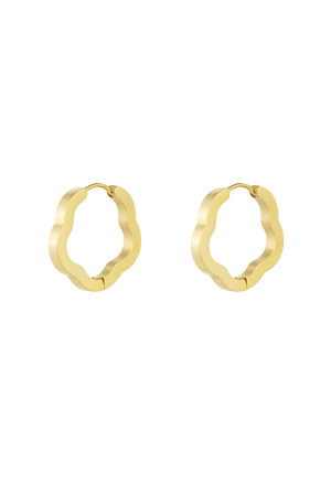 Basic flower shape earrings large - gold  h5 