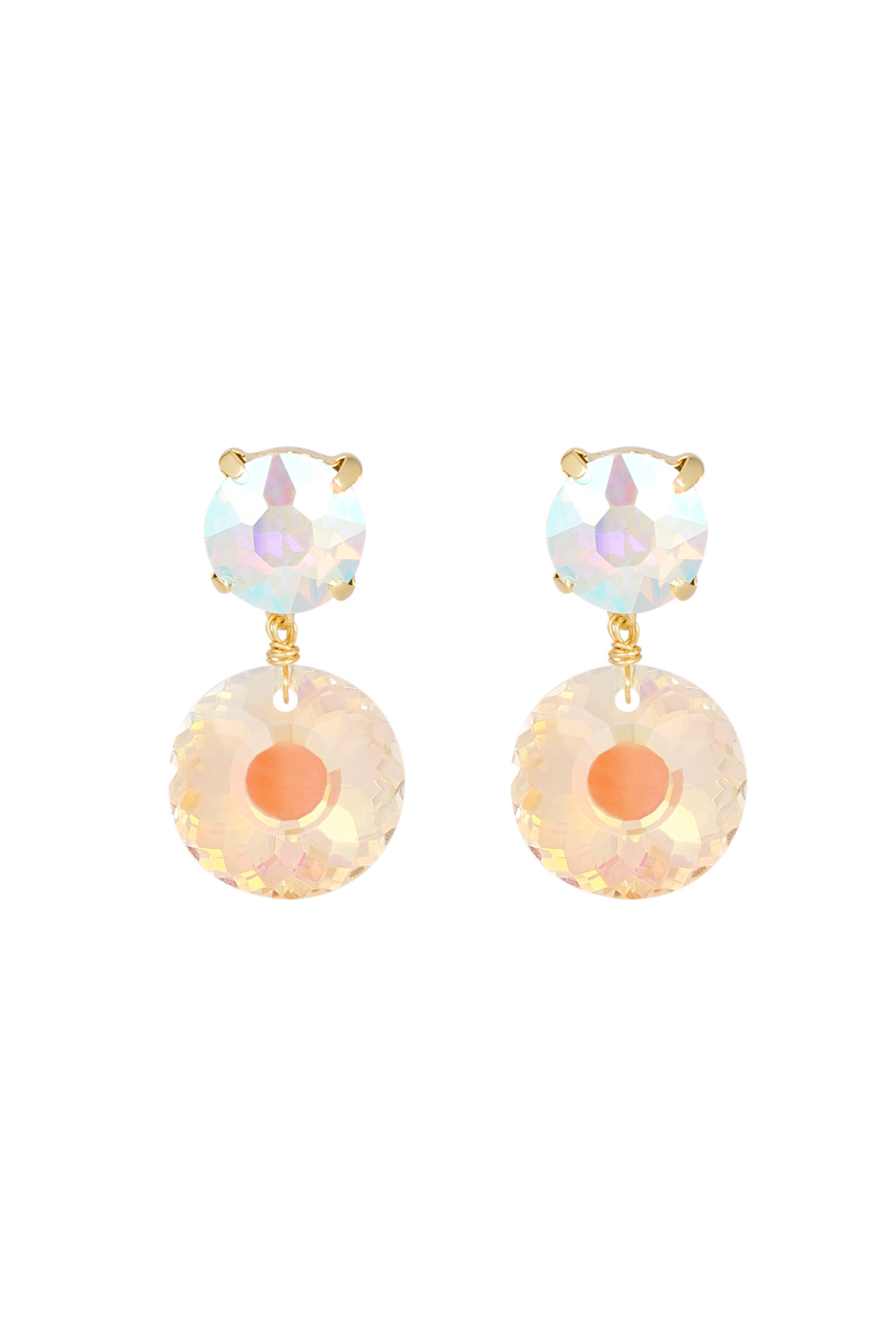 Pendientes dobles de diamantes - oro blanco  