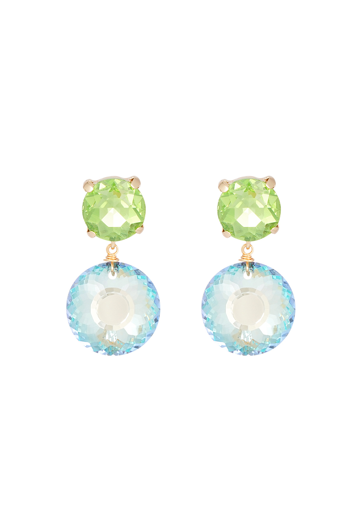 Boucles d'oreilles double diamant - bleu/vert  h5 