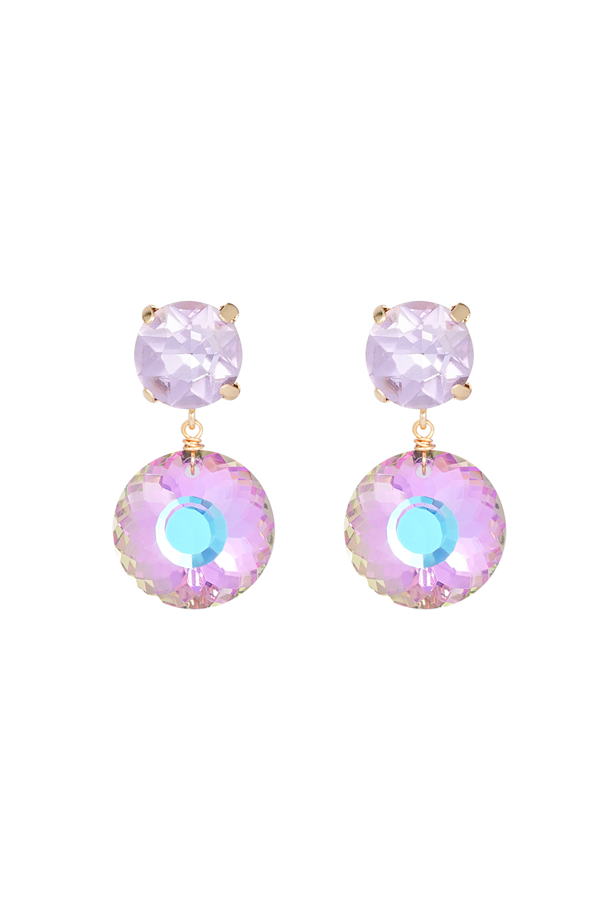 Boucles d'oreilles double diamant - lilas  