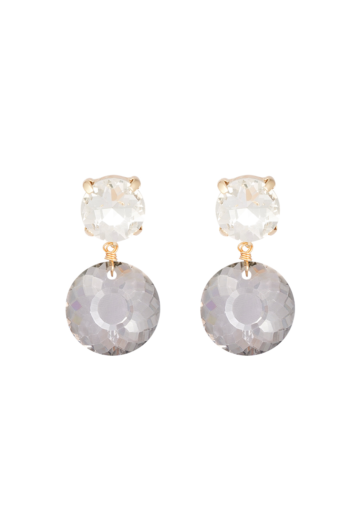 Pendientes dobles de diamantes - gris  h5 