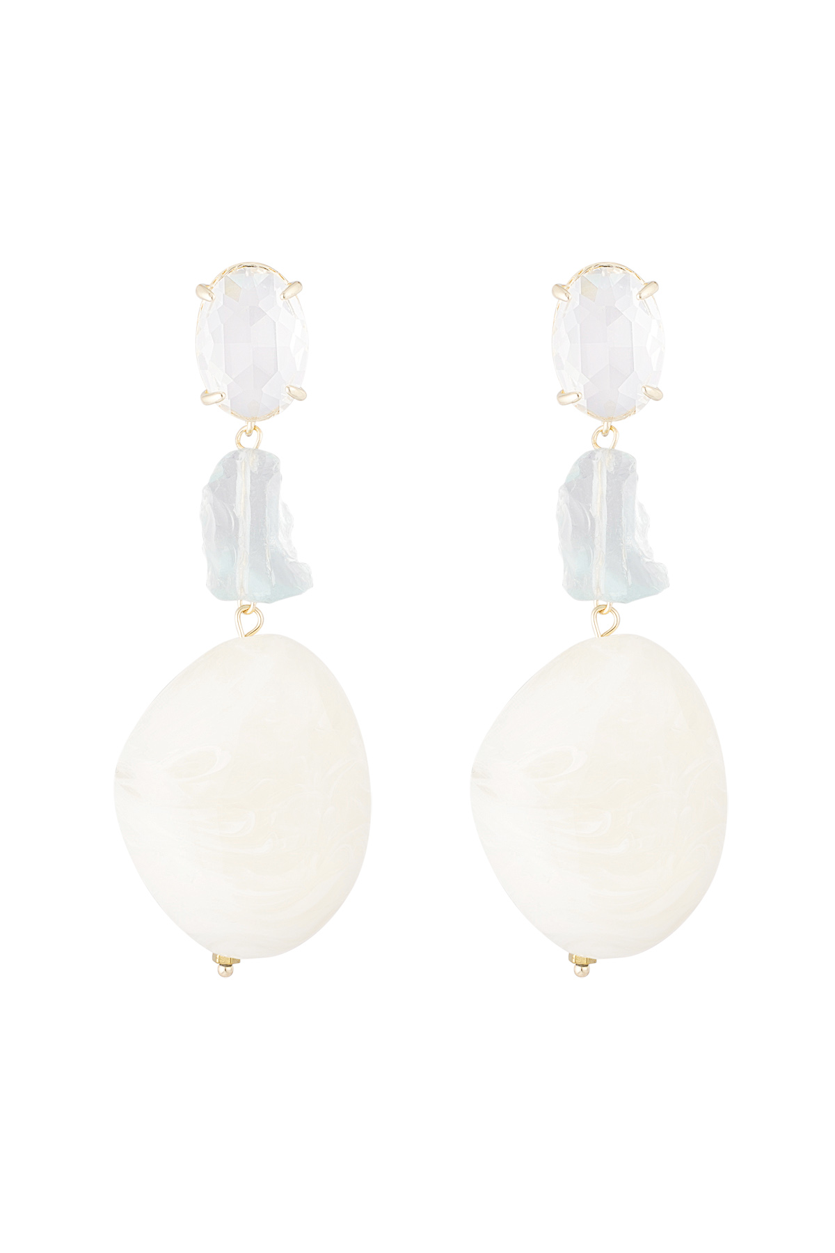 Statement glass earrings - off-white 