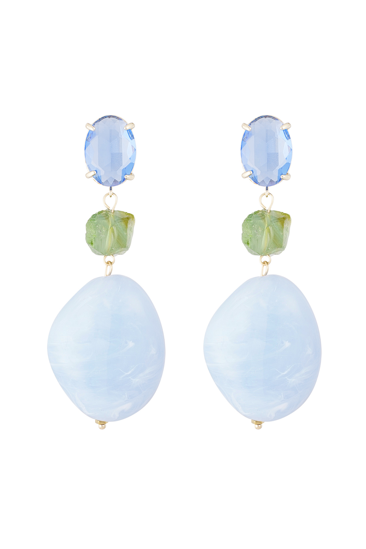 Statement glass earrings - blue/green