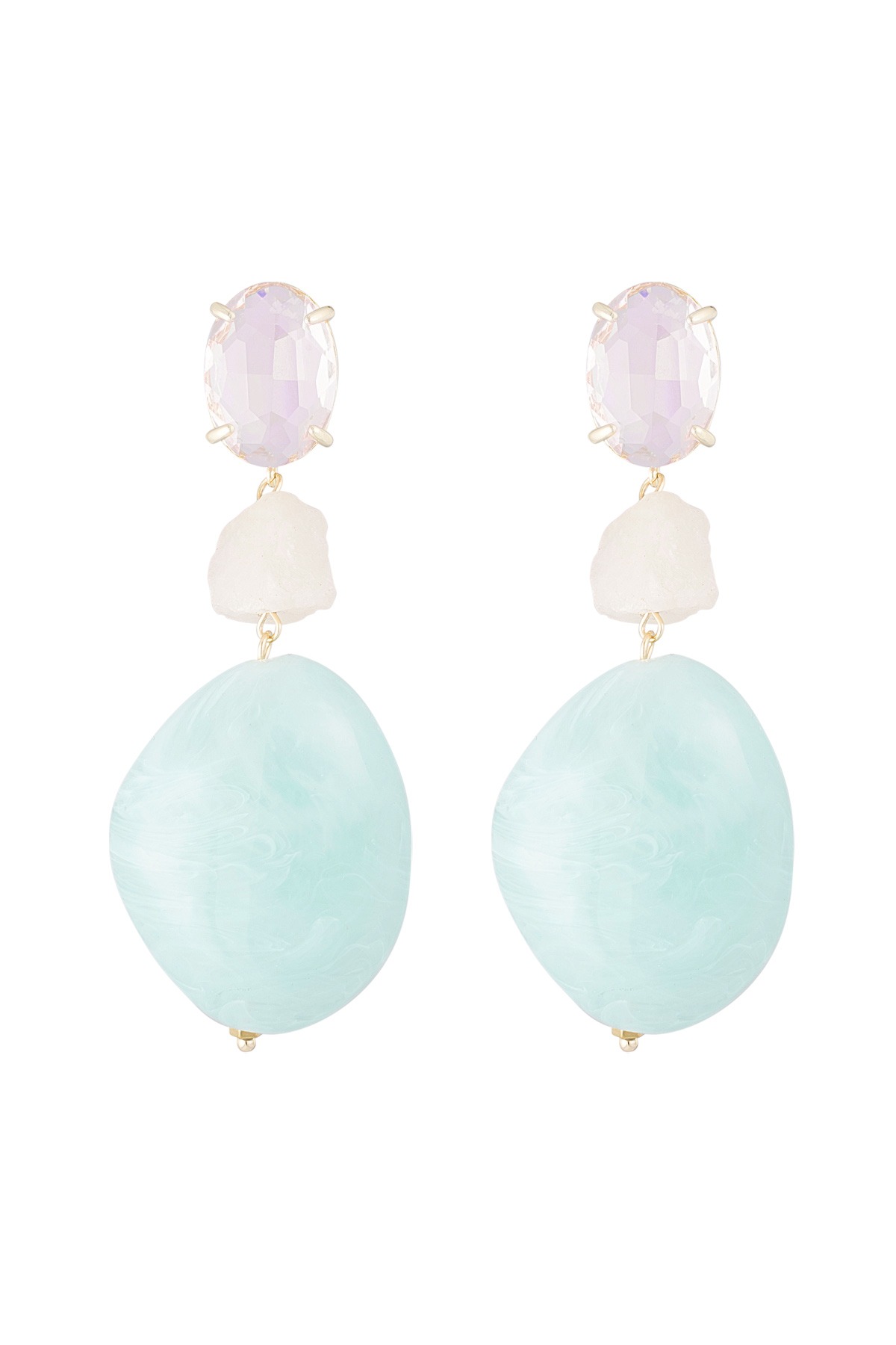 Statement glass earrings - blue/pink 