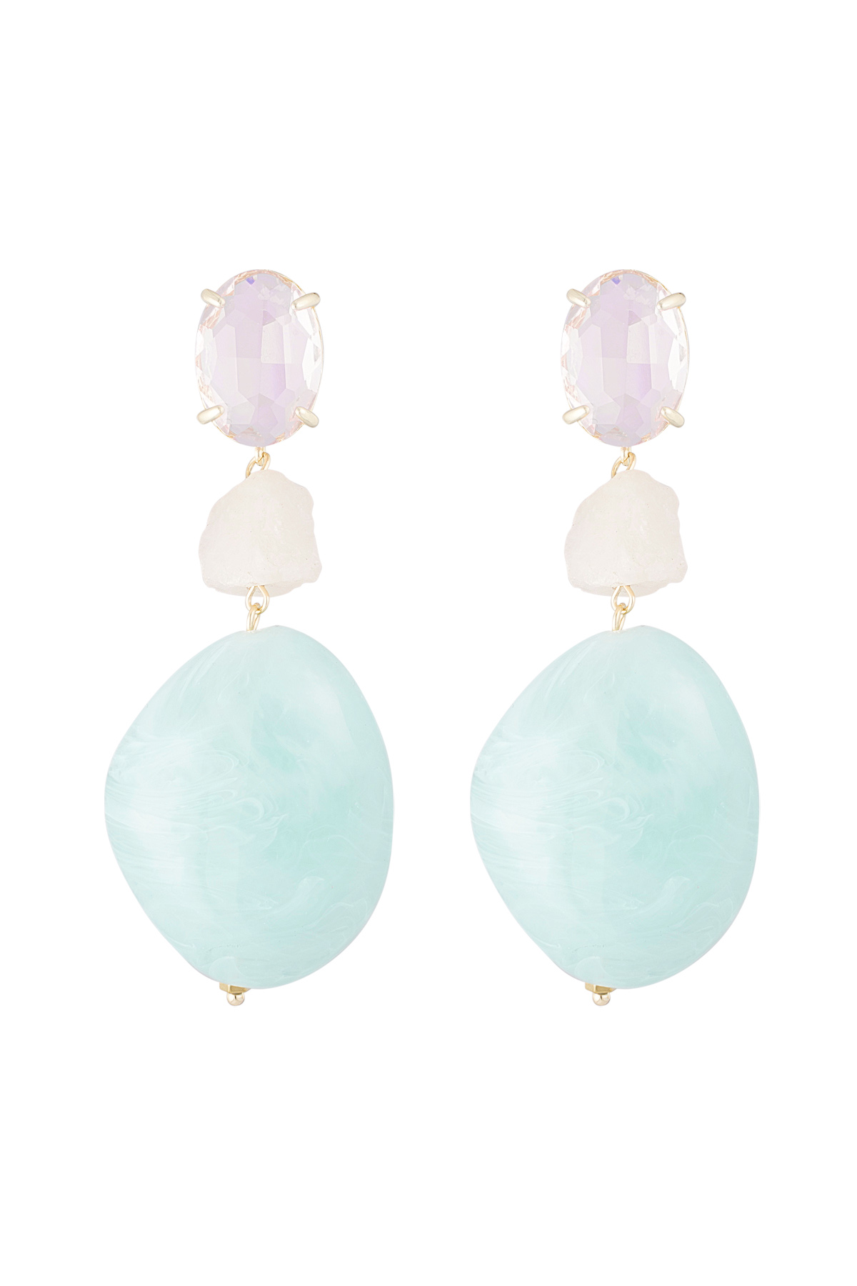 Statement glass earrings - blue/pink  2