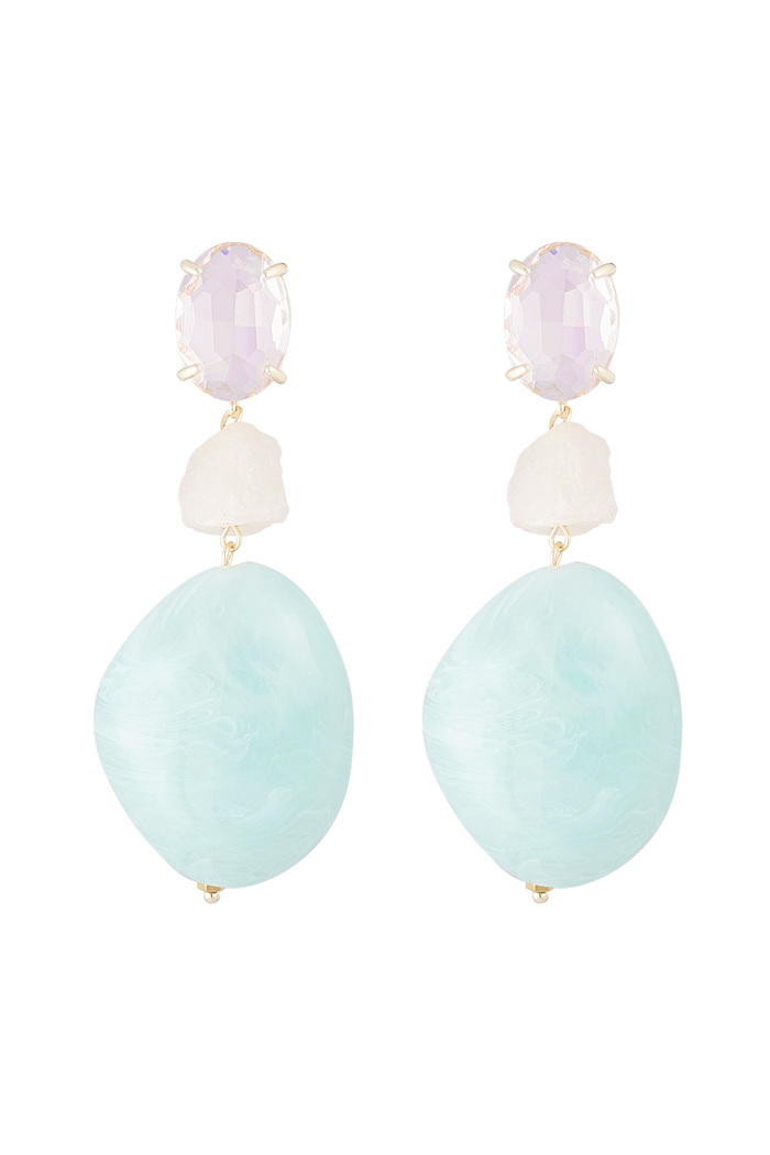 Statement glass earrings - blue/pink  