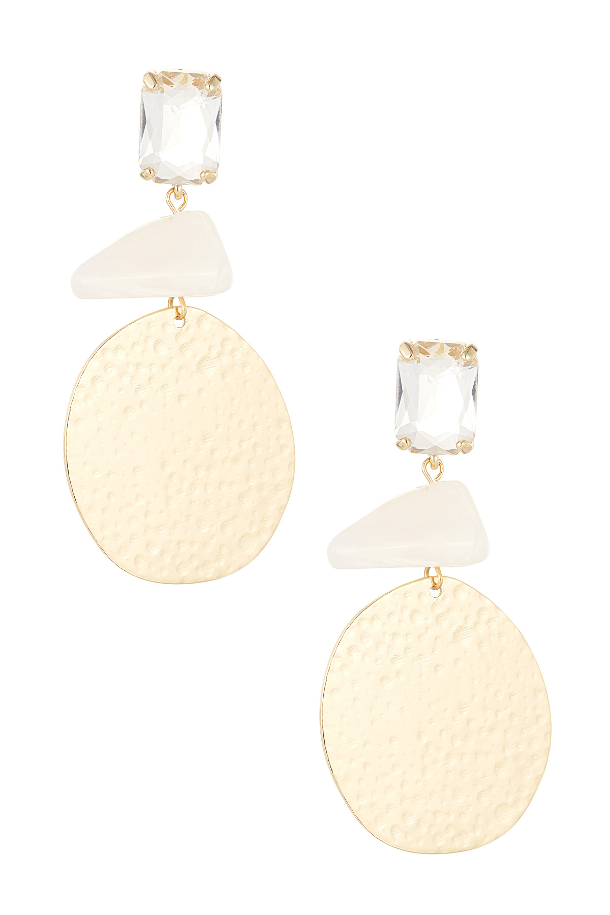 Statement beach vibe earrings - white gold  h5 