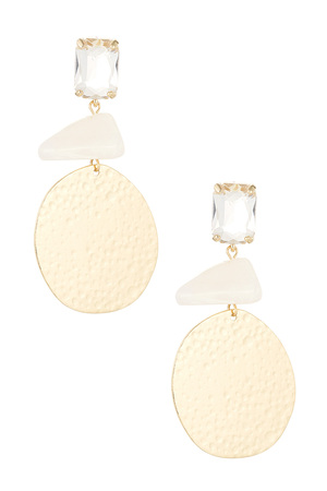 Statement beach vibe earrings - white gold  h5 