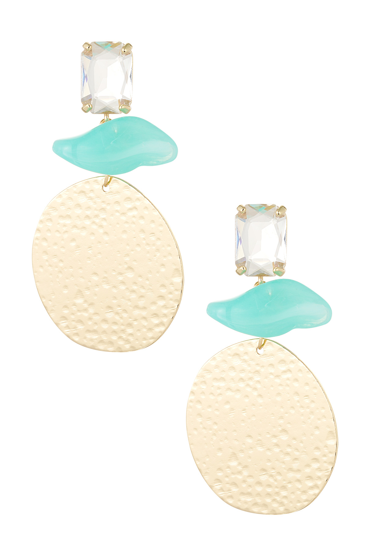 Statement beach vibe earrings - blue/Gold color  2