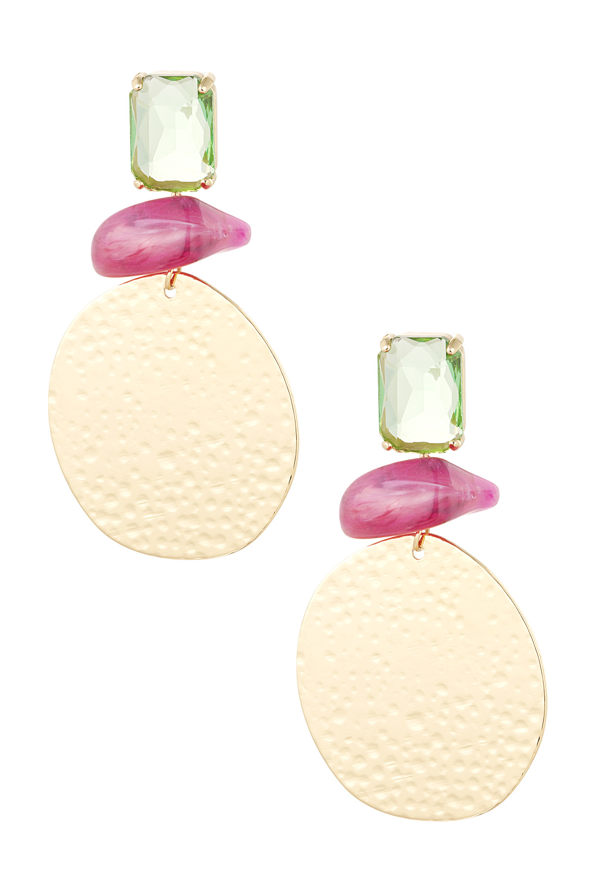 Statement beach vibe earrings - pink/green 