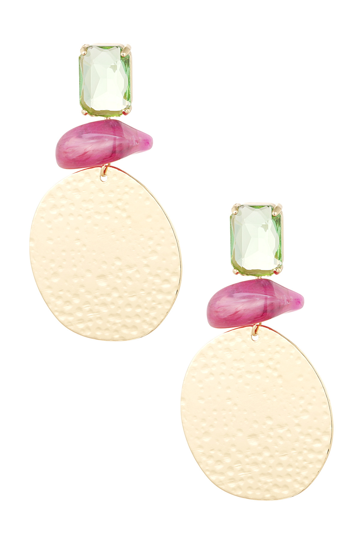 Statement beach vibe earrings - pink/green  2